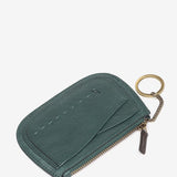 Half moon wallet in green leather