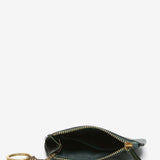 Half moon wallet in green leather