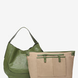 Green leather shoulder bag