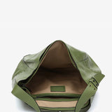 Green leather shoulder bag