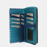 Large leather wallet with blue print