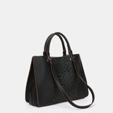 Die-cut handbag in black recycled materials