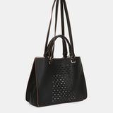 Die-cut handbag in black recycled materials