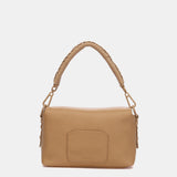 Umhängetasche aus recyceltem Material in Camel.