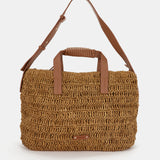 Raffia-Tasche in Camel.