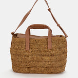 Raffia-Tasche in Camel.