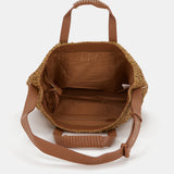 Raffia-Tasche in Camel.