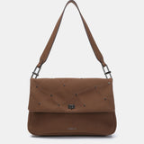 Umhängetasche in braunen recycelten Materialien