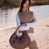 Camel shoulder bag in recycled materials