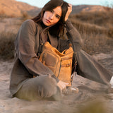 Multifunctional bag made of recycled materials cognac