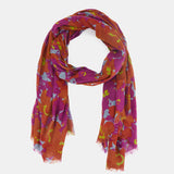 Pañuelo de viscosa con estampado floral naranja