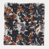 Wool scarf with black abstract print