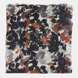 Wool scarf with black abstract print