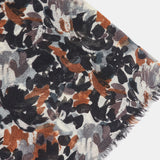 Wool scarf with black abstract print
