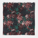 Pañuelo de lana con estampado floral burdeos