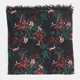 Pañuelo de lana con estampado floral burdeos