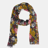 Black patterned wool scarf