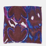 Wool scarf with blue abstract print