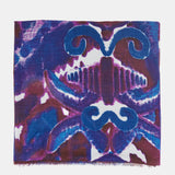 Wool scarf with blue abstract print