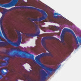 Wool scarf with blue abstract print