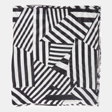 Wool scarf with black and white linear print