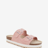 Pink suede platform sandal