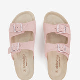Pink suede platform sandal