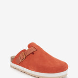 Cognac platform suede clog