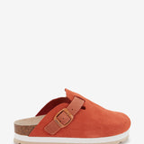 Cognac platform suede clog