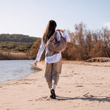 Camel shoulder bag in recycled materials