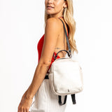 White leather backpack