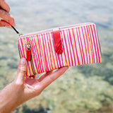 Large leather wallet with coral print