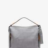 Women's hobo bag with tassel in grey