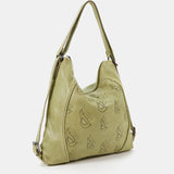 Bolso-mochila de mujer en piel troquelada verde