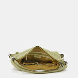 Bolso-mochila de mujer en piel troquelada verde