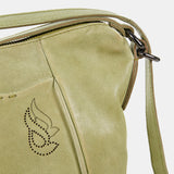 Bolso-mochila de mujer en piel troquelada verde