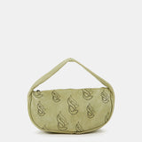 Women's handbag in green die-cut leather