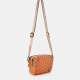 Women's orange braided leather shoulder bag