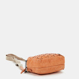 Women's orange braided leather shoulder bag