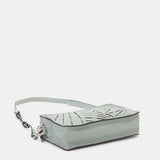 Bandolera mini de mujer en piel troquelada verde