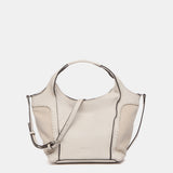 Bolso shopper pequeño de piel en beige