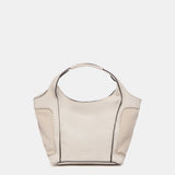 Bolso shopper pequeño de piel en beige