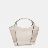 Bolso shopper pequeño de piel en beige