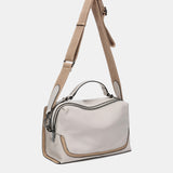 Beige leather shoulder bag