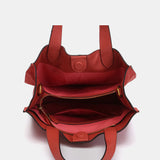 Shopper bag in coral leather