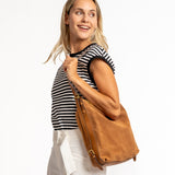 Bolso - mochila en serraje cognac