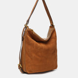 Bolso - mochila en serraje cognac