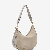 Shoulder bag in beige suede