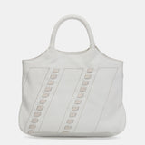Bolso shopper con detalles pasados en piel blanca