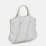 Bolso shopper con detalles pasados en piel blanca